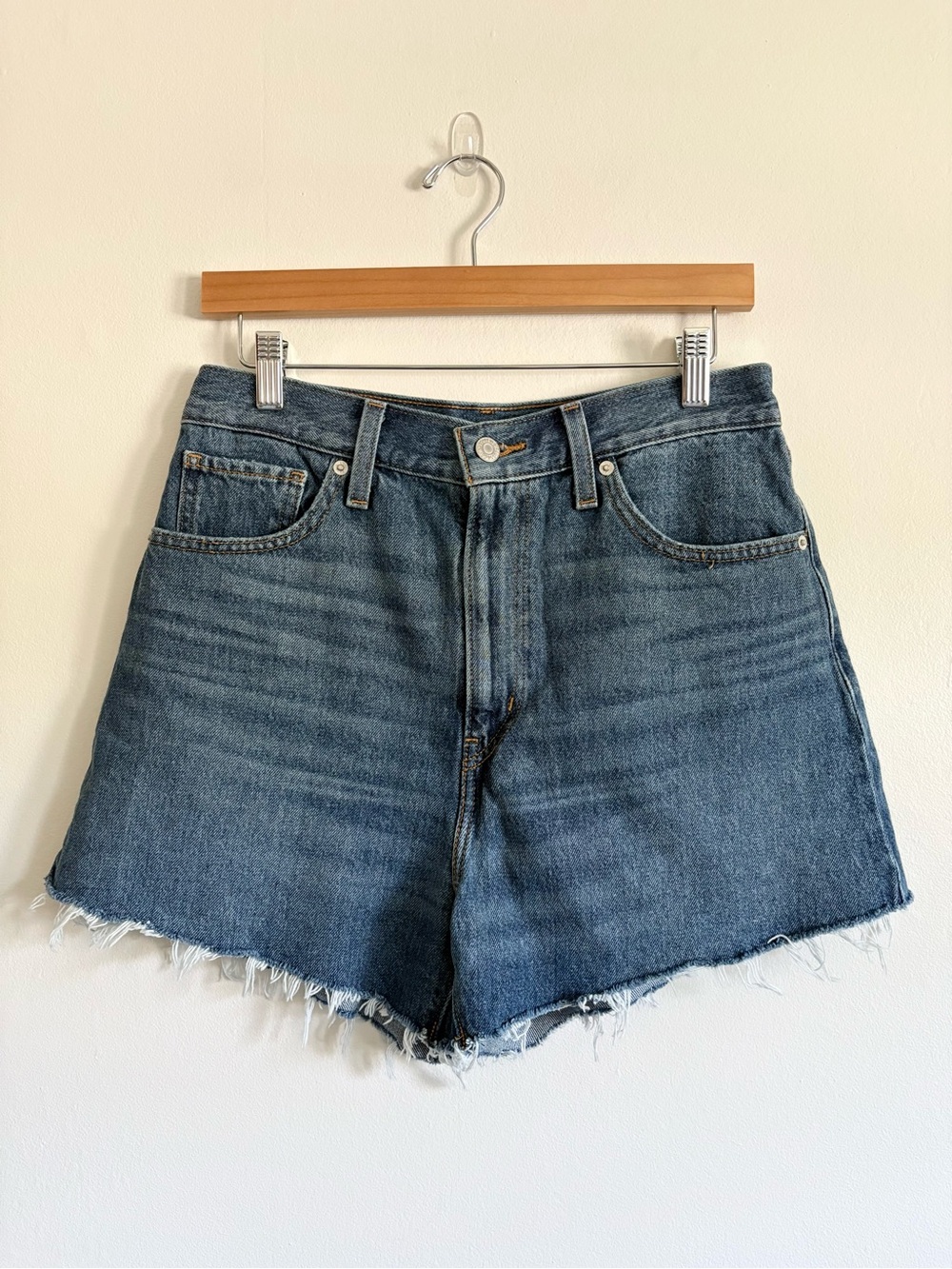 Levi's High Waisted Mom Denim Shorts in Medium Wash
